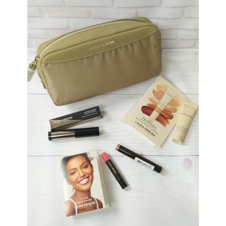 LAURA MERCIER TOILETRY COSMETIC BAG + DELUXE SIZE