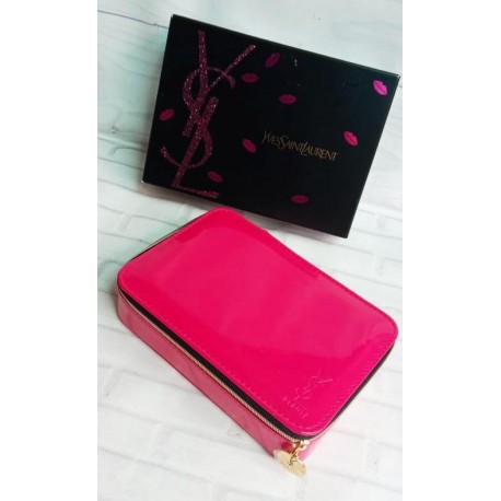YSL Pouch Makeup Cosmetic Bag Vanity Case Pink Yves Saint Laurent Gloss  RARE NEW