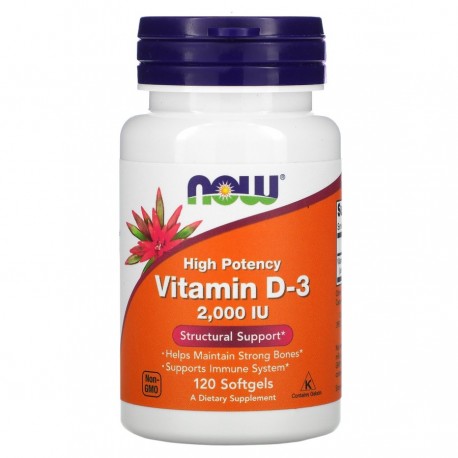 Now Foods, Vitamin D-3, 50 mcg (2,000 IU), 120 Softgels