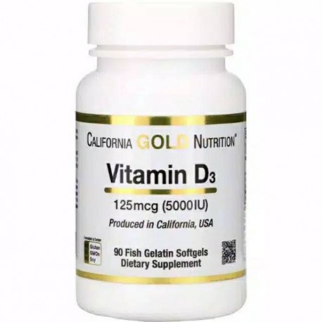 California Gold Nutrition, Vitamin D3, 5,000 IU, 360 Fish Gelatin